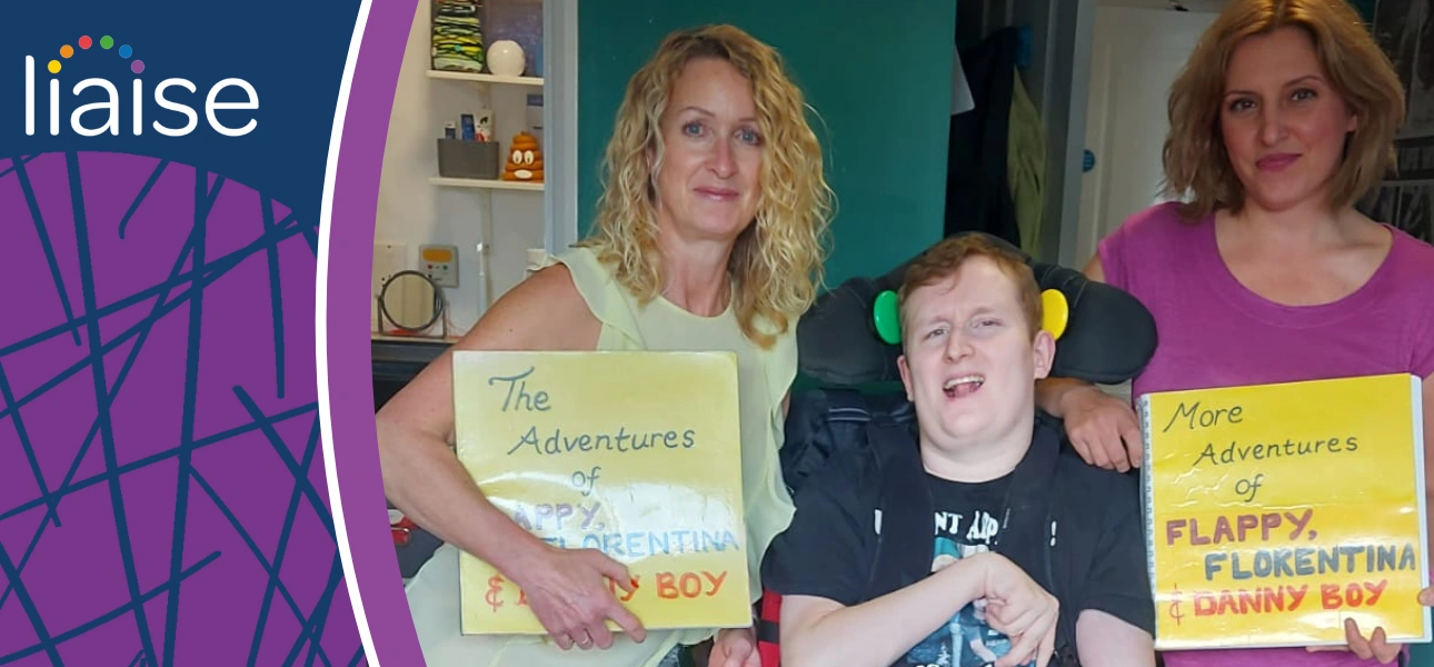 Dan proudly showing his completed comic book at Langbury Place