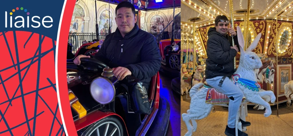 Residents and staff enjoying rides and festive activities at Winter Wonderland, Park House